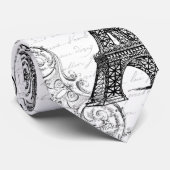 Paris Eiffelturm und Scrolls Krawatte (Gerollt)