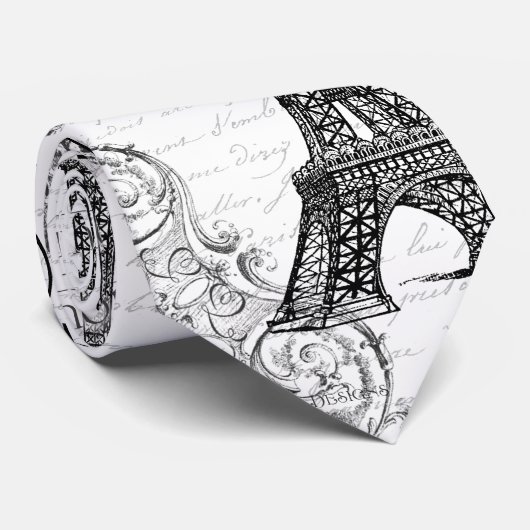 Paris Eiffelturm und Scrolls Krawatte (Gerollt)
