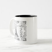 Paris Eiffelturm und Scrolls Zweifarbige Tasse (Vorderseite Links)