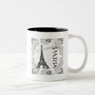 Paris Eiffelturm und Scrolls Zweifarbige Tasse