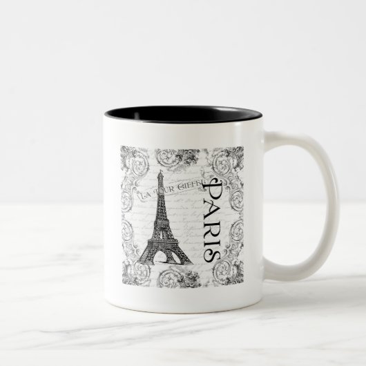 Paris Eiffelturm und Scrolls Zweifarbige Tasse (Rechts)