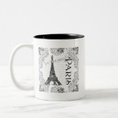 Paris Eiffelturm und Scrolls Zweifarbige Tasse (Links)