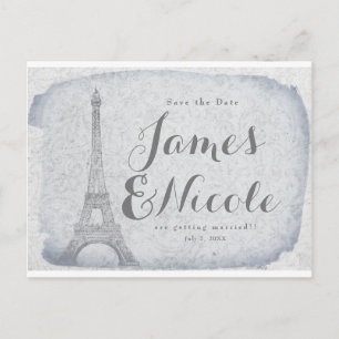 Paris Eiffelturm Vintage Hochzeit Termin speichern Ankündigungspostkarte