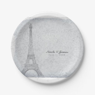 Paris Eiffelturm Vintage Hochzeitsempfang Party Pappteller