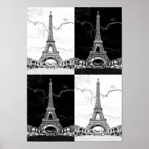 Paris - Eiffelturm - Vintage inspirierte Kunst Poster