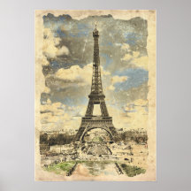 Paris - Eiffelturm - Vintage-inspirierte Kunst
