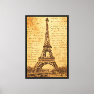 Paris Eiffelturm Vintage Mauer Leinwanddruck