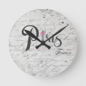 Paris Eiffelturm Vintager Text Cool Runde Wanduhr (Vorderseite)