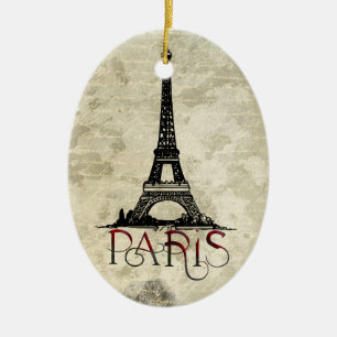 Paris, Eiffelturm Vintages Weihnachtsschreiben Keramik Ornament