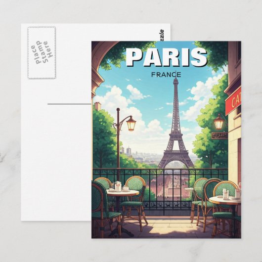 Paris Eiffelturm von der Postkarte (Vorne/Hinten)