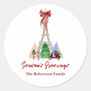 Paris Eiffelturm Weihnachtsfeiertage Benutzerdefin Runder Aufkleber