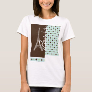 Paris; Eiffelturm; Weises Grün u. Brown T-Shirt
