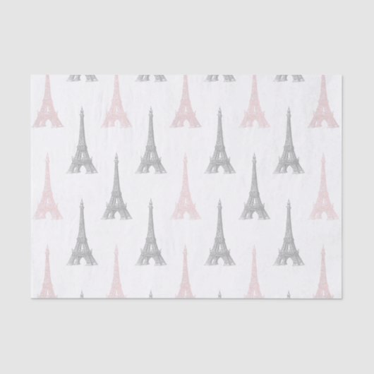 Paris-Eiffelturm-weißes rosa graues Seidenpapier (Vorderseite)