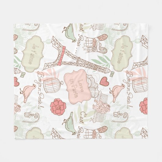 Paris-Eiffelturm-wunderliches Rosa Fleecedecke (Vorderseite (Horizontal))