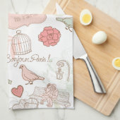 Paris-Eiffelturm-wunderliches Rosa Geschirrtuch (Viertel Falte)