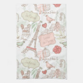 Paris-Eiffelturm-wunderliches Rosa Geschirrtuch (Vertikal)