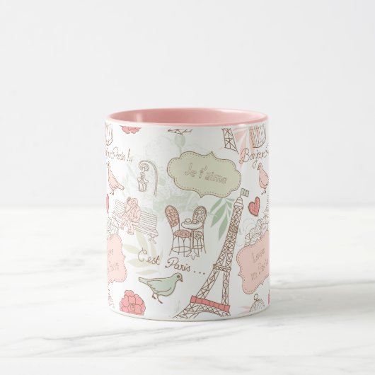 Paris-Eiffelturm-wunderliches Rosa Tasse (Zentrum)