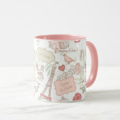 Paris-Eiffelturm-wunderliches Rosa Tasse (VorderseiteRechts)