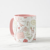 Paris-Eiffelturm-wunderliches Rosa Tasse (Vorderseite Links)