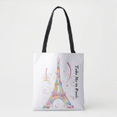 PARIS EIFFLE TOWER FARBIGE TOTE BAG TASCHE (Vorderseite)