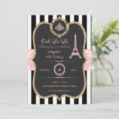 Paris Einladung, Paris Geburtstag, Brautparty Einladung (Stehend Vorderseite)