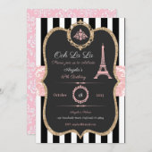 Paris Einladung, Paris Geburtstag, Brautparty Einladung (Vorne/Hinten)