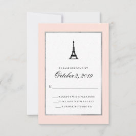 Paris Elegance Blush Pink Silver und Black UAWG RSVP Karte