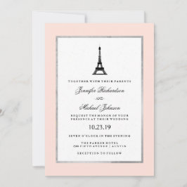Paris Elegance Blush Pink Silver und Black Wedding Einladung