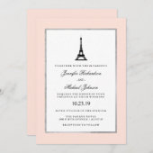Paris Elegance Blush Pink Silver und Black Wedding Einladung (Vorne/Hinten)