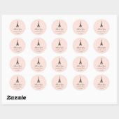 Paris Elegance Blush Pink Wedding Vielen Dank Runder Aufkleber (Blatt)