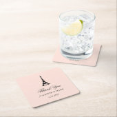 Paris-Eleganz errötet rosa Hochzeit dankt Ihnen Rechteckiger Pappuntersetzer (Vor Ort)