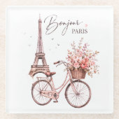 Paris Fahrrad & Eiffelturm Glasuntersetzer | Elega (Vorderseite)