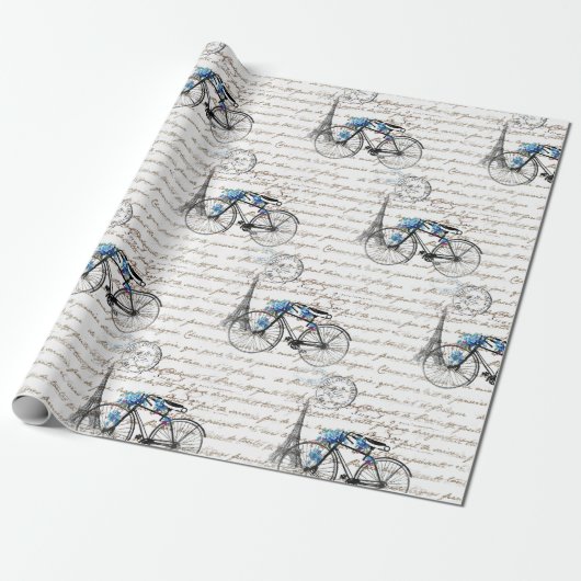 Paris-Fahrrad Forgetmenot Packpapier (Ungerollt)