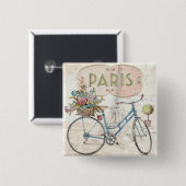 Paris-Fahrrad mit Blumen Button (Vorne & Hinten)