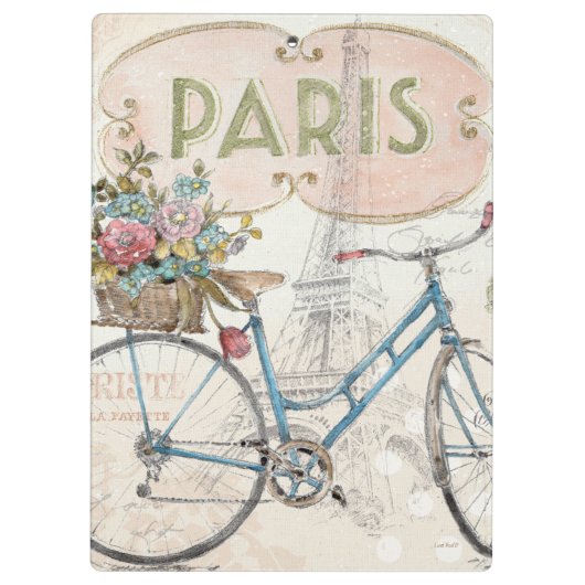 Paris-Fahrrad mit Blumen Klemmbrett (Rückseite)
