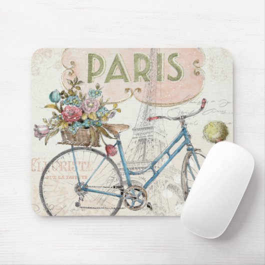 Paris-Fahrrad mit Blumen Mousepad (Mit Mouse)