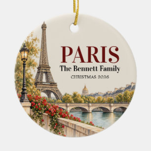 Paris Familienreise Eiffel Tower Weihnachten Keramik Ornament