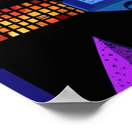 Paris Farbenfrohe Nächte - Geometrisches Eiffeltur Poster (Ecke)