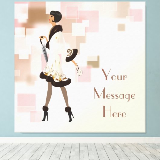 Paris Fashion Model Wrapped Canvas Leinwanddruck (Insitu (Holzboden))