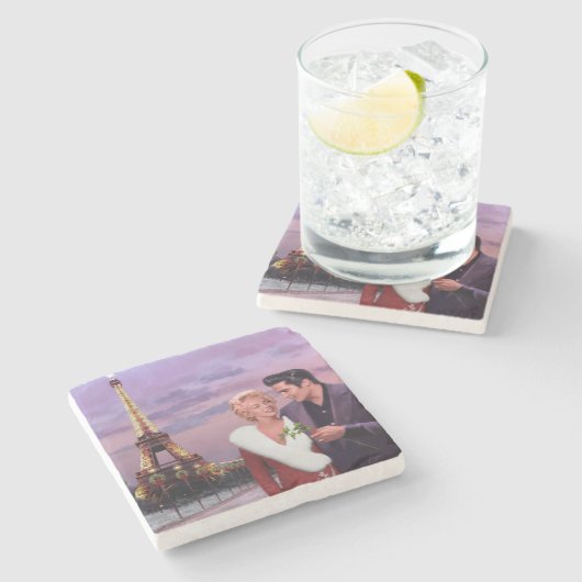 Paris-Feiertag Steinuntersetzer (Seitenansicht)