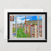Paris-Fenster Postkarte (Vorne/Hinten)