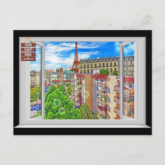 Paris-Fenster Postkarte (Vorderseite)