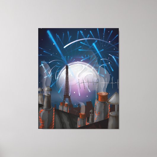 Paris Fireworks Leinwanddruck (Vorderseite)