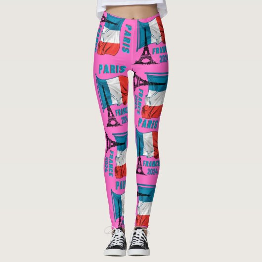Paris Flag Eiffel Tower Leggings Paris Frankreich (Vorderseite)