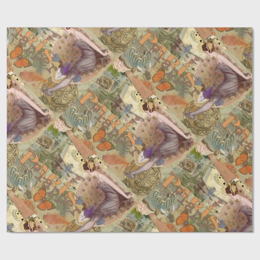 Paris Flapper Art Deco Vintag Geschenkpapier (Flach)