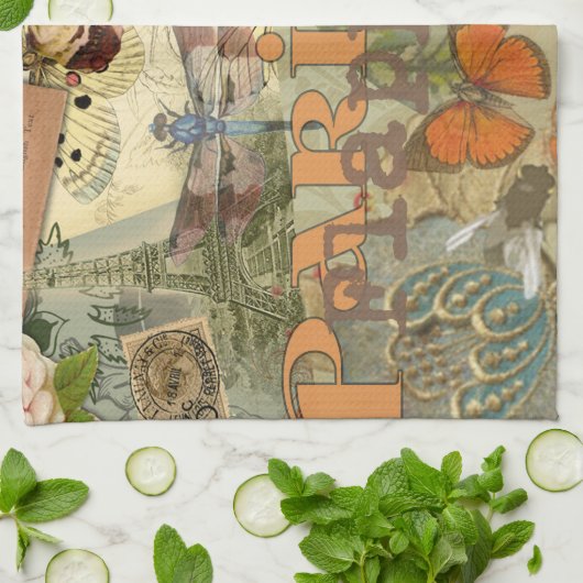 Paris Flapper Art Deco Vintag Geschirrtuch (Gefaltet)