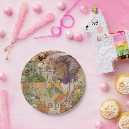 Paris Flapper Art Deco Vintag Pappteller (Party)