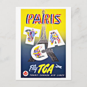 Paris Fliegen mit Canada Airlines Postkarte