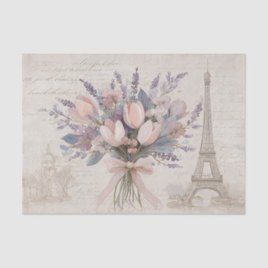 Paris Floral Bouquet Vintage French Ephemera Seidenpapier (Vorderseite)