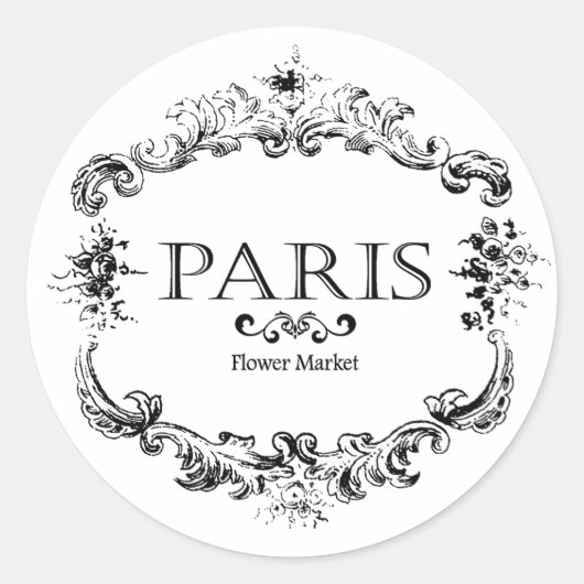 Paris Flower Runder Aufkleber (Vorderseite)